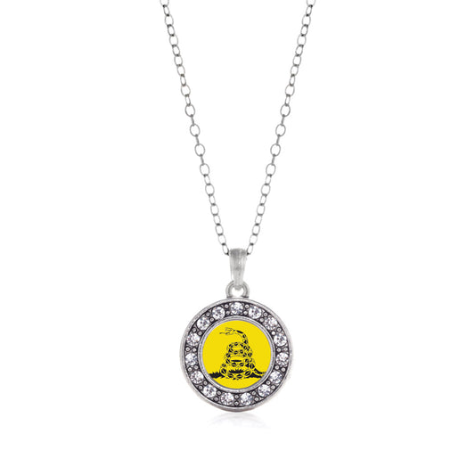 Silver Don't Tread on Me Circle Charm Classic Necklace