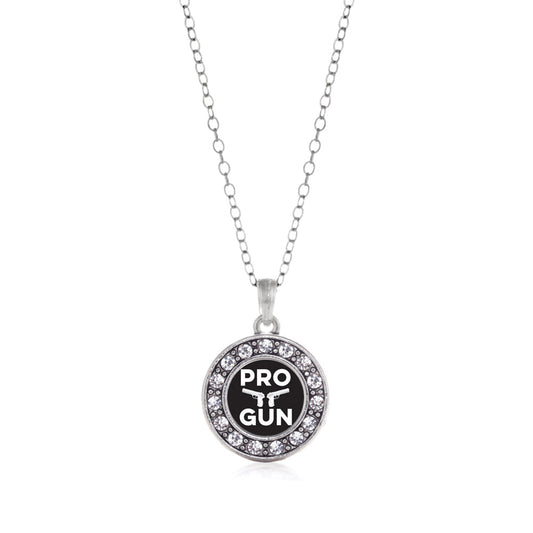 Silver Pro Gun Circle Charm Classic Necklace