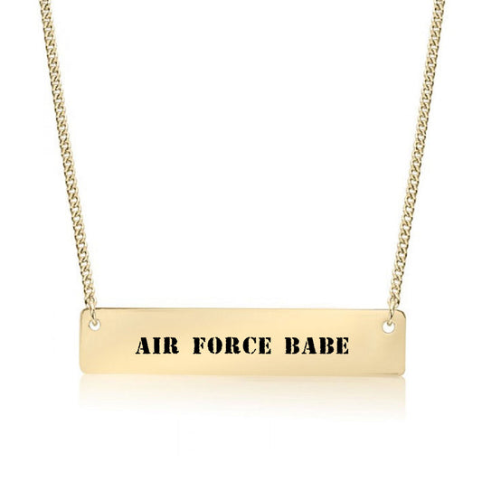 Gold Air Force Babe Bar Necklace