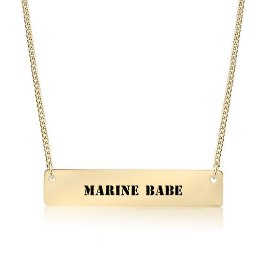 Gold Marine Babe Bar Necklace
