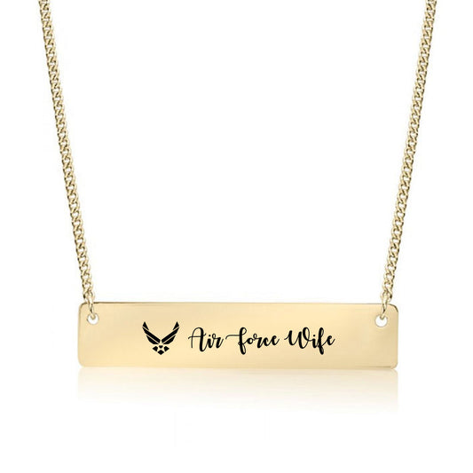 Gold Air Force Wife Bar Necklace