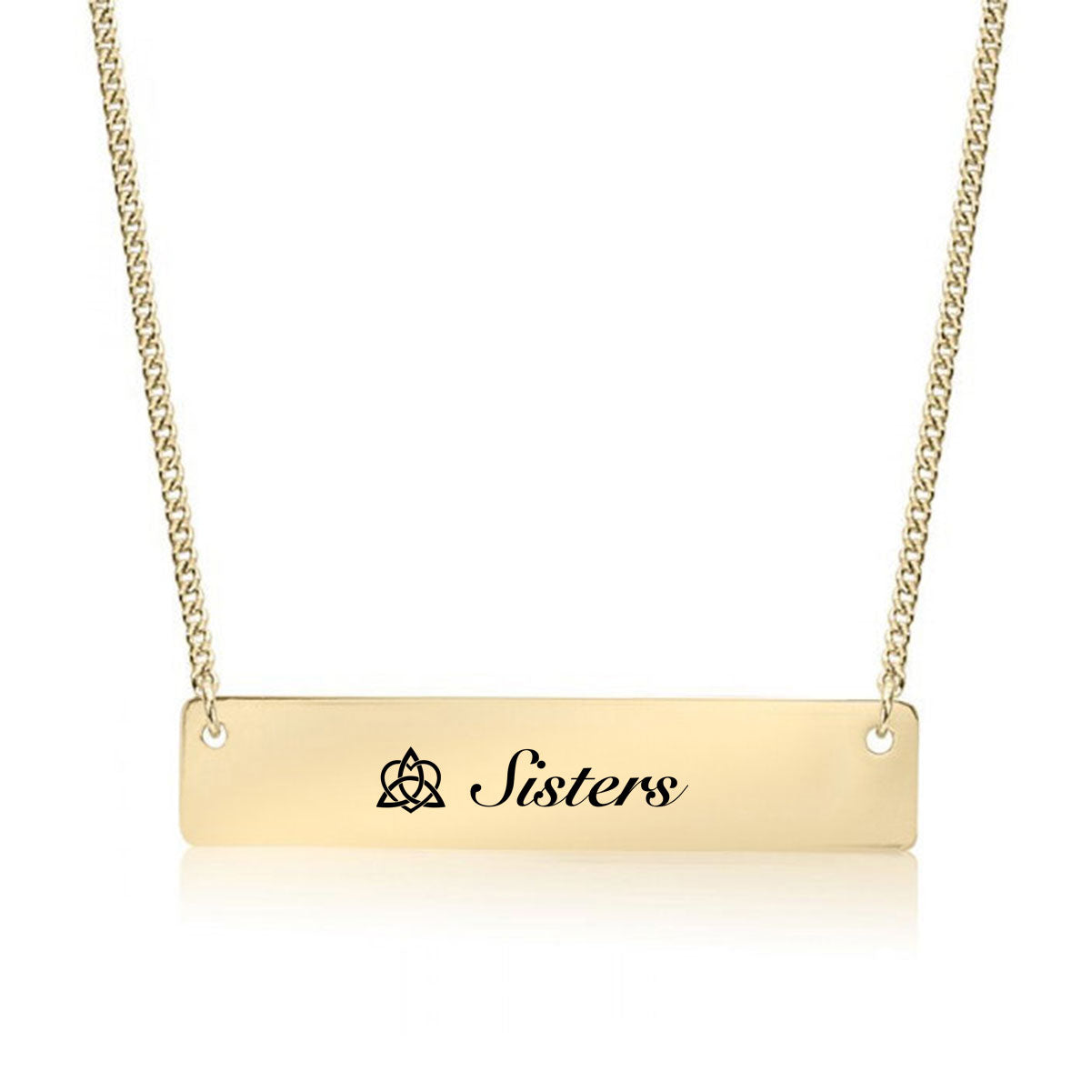 Gold Celtic Sisters Knot Bar Necklace