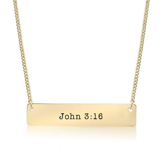 Gold John 3:16 Bar Necklace