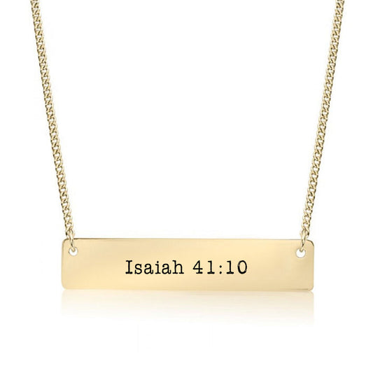 Gold Isaiah 41:10 Bar Necklace