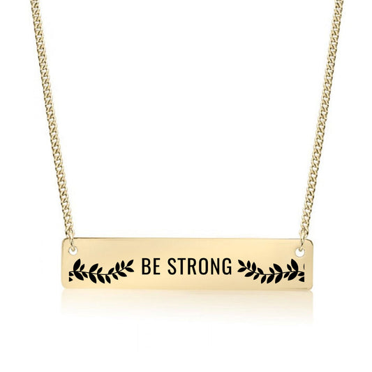 Gold Be Strong - Joshua 1:9 Bar Necklace