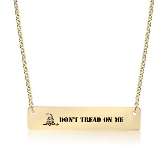Gold Don't Tread on Me Bar Necklace