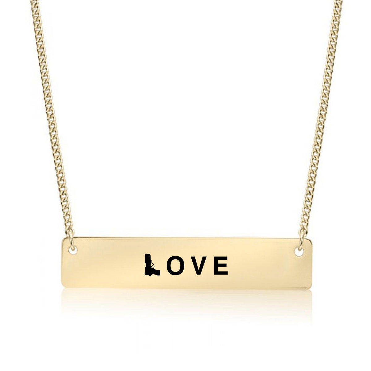 Gold Gun Love Bar Necklace