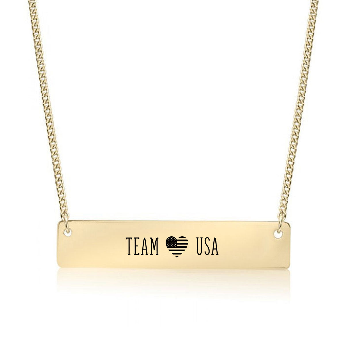 Gold Team USA Bar Necklace