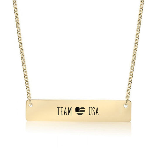 Gold Team USA Bar Necklace