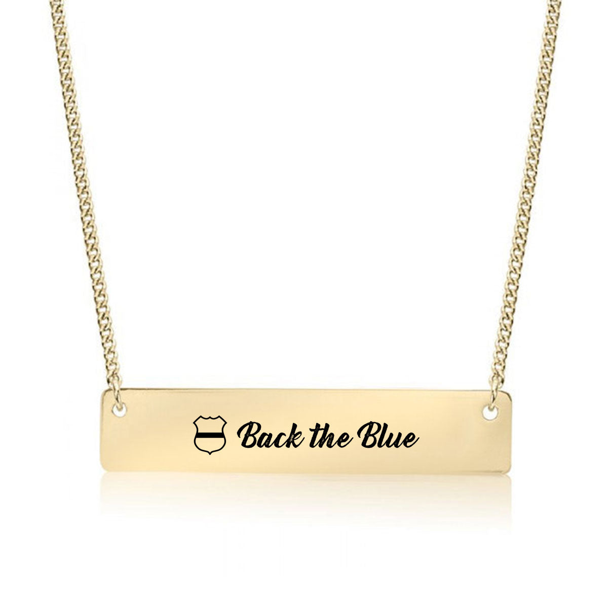 Gold Back the Blue - Police Support Bar Necklace