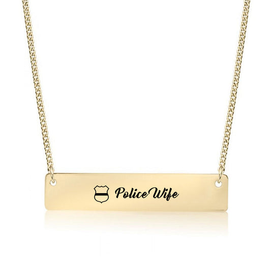 Gold Police Wife Bar Necklace