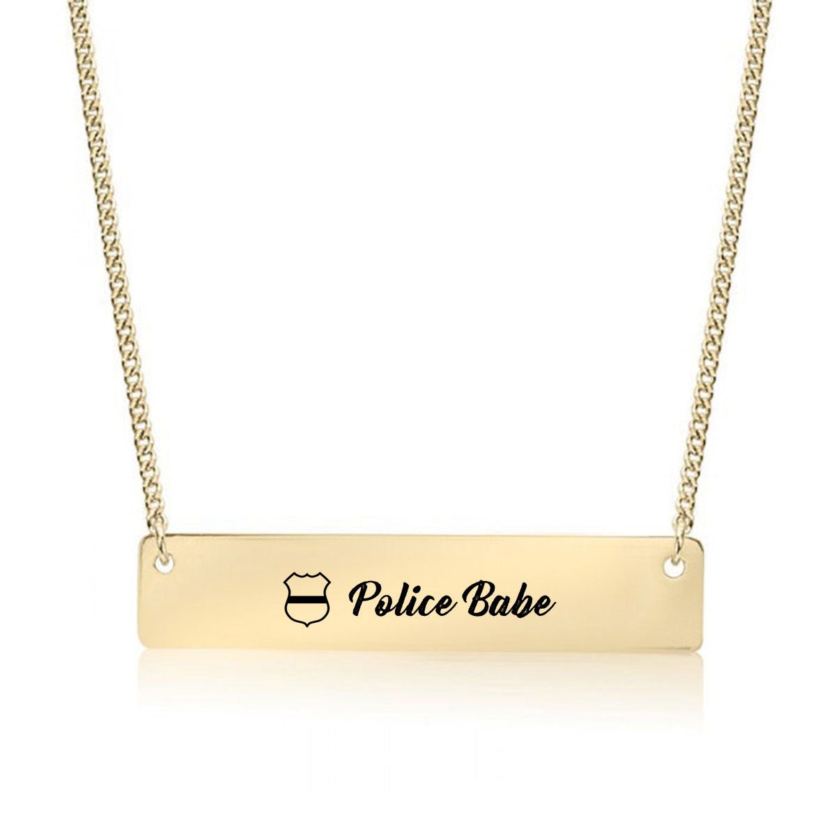 Gold Police Babe Bar Necklace