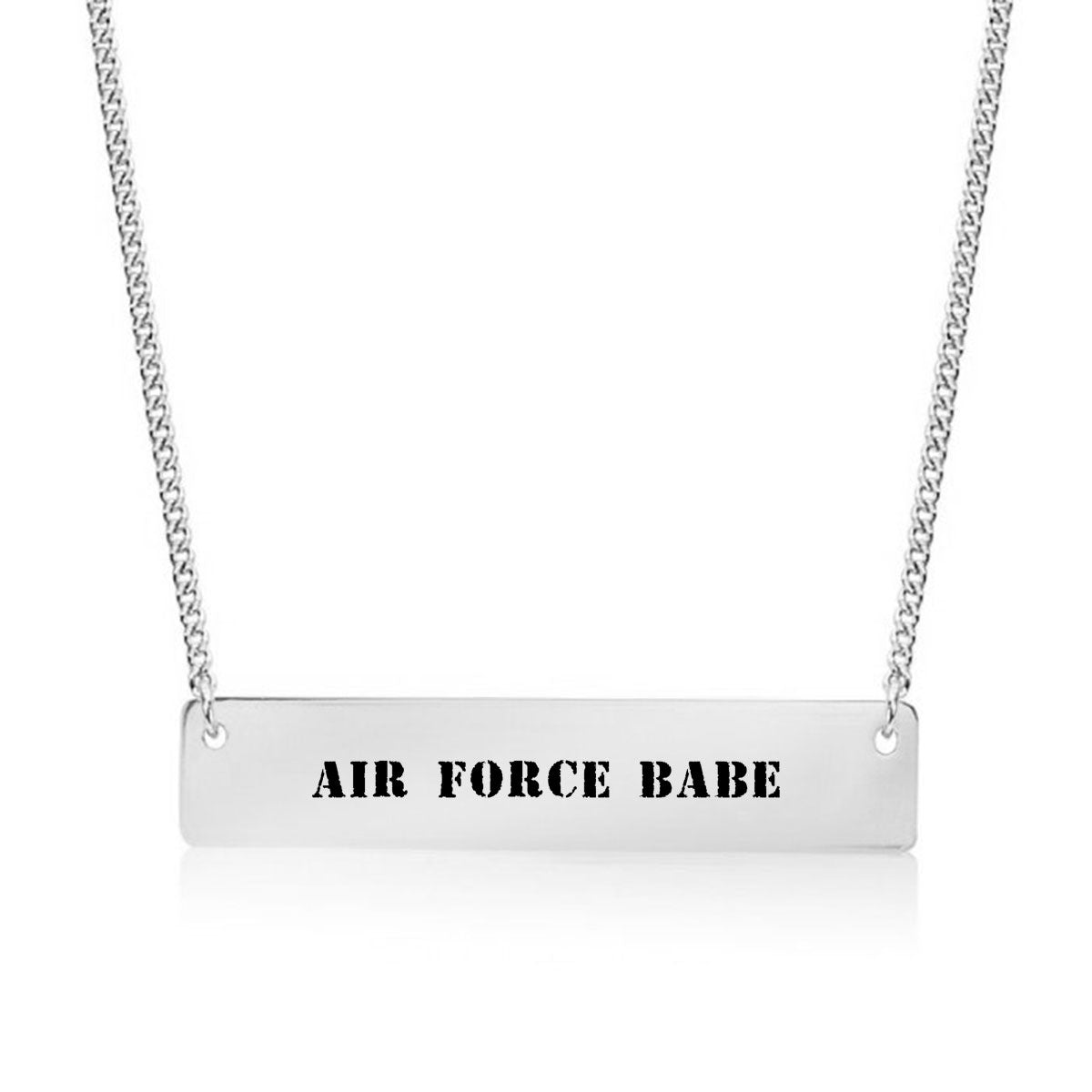 Silver Air Force Babe Bar Necklace
