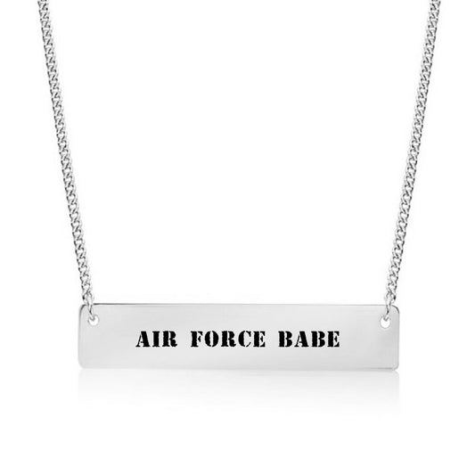 Silver Air Force Babe Bar Necklace