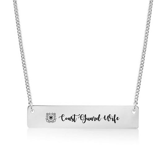 Silver Coast Guard Wife Bar Necklace