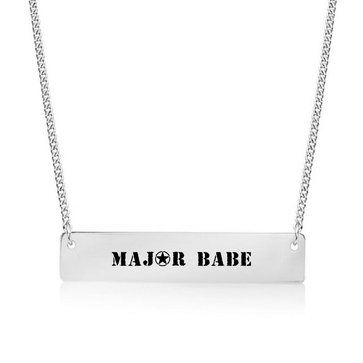 Silver Major Babe Bar Necklace