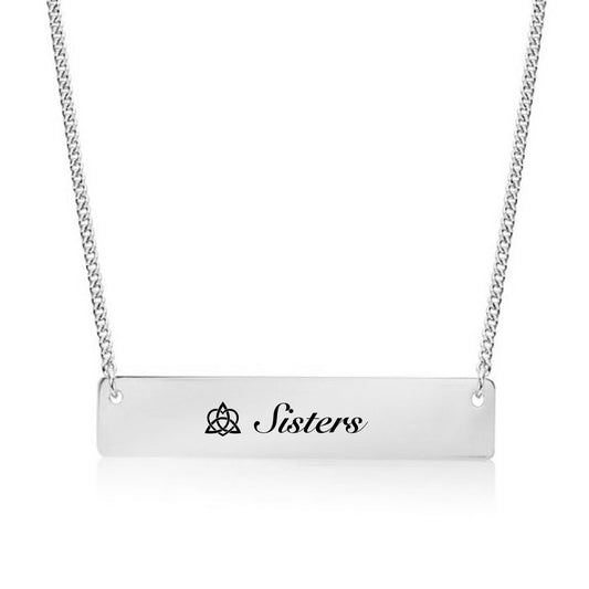 Silver Celtic Sisters Knot Bar Necklace
