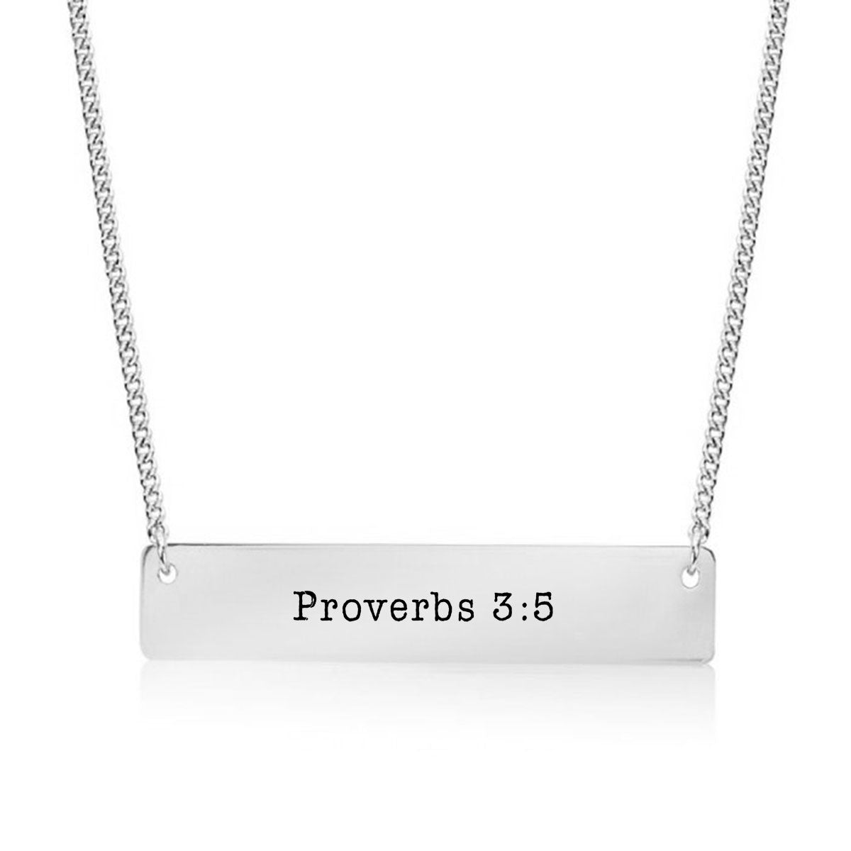 Silver Proverbs 3:5 Bar Necklace
