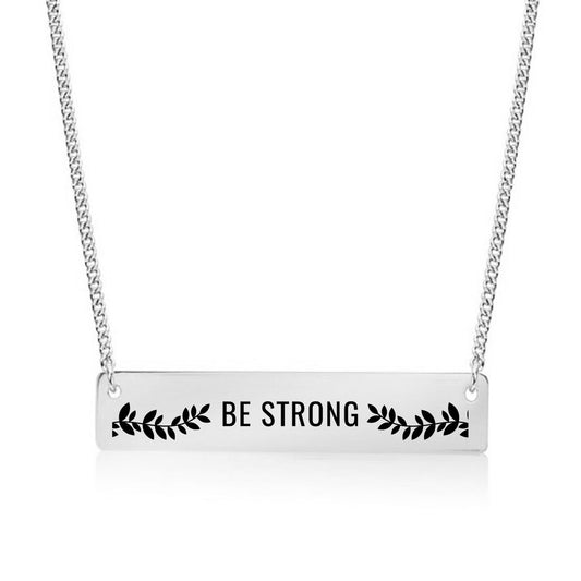Silver Be Strong - Joshua 1:9 Bar Necklace