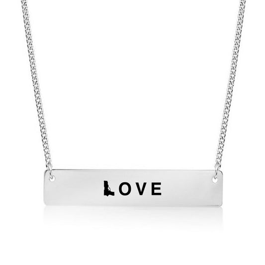 Silver Gun Love Bar Necklace