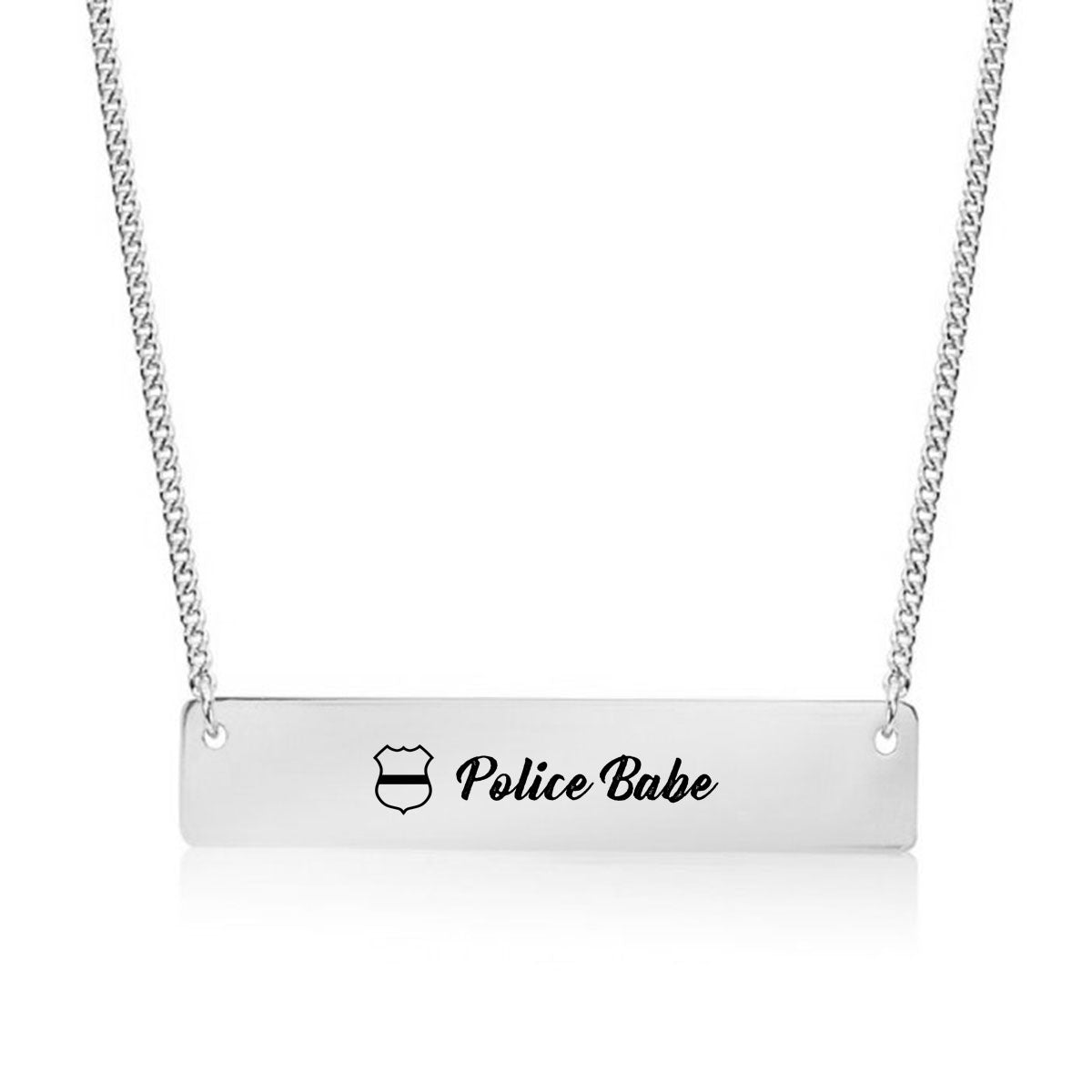 Silver Police Babe Bar Necklace
