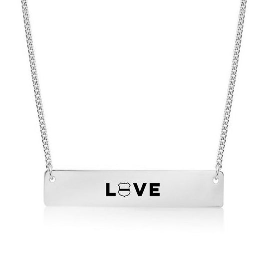 Silver Police LOVE Bar Necklace