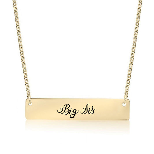 Gold Big Sis - Script Bar Necklace