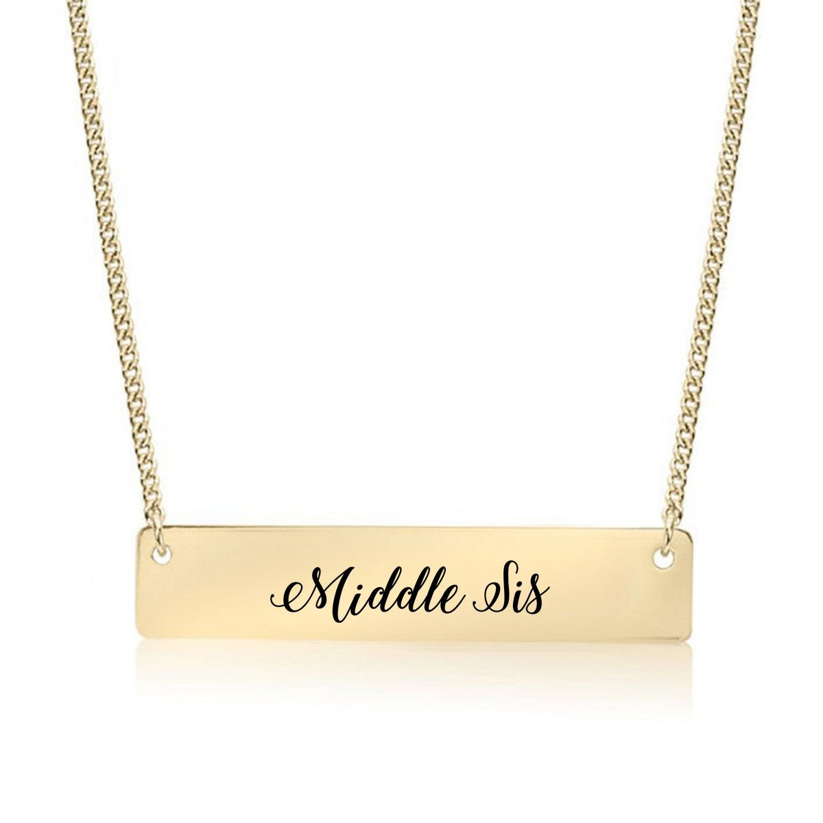 Gold MIddle SIs - Script Bar Necklace