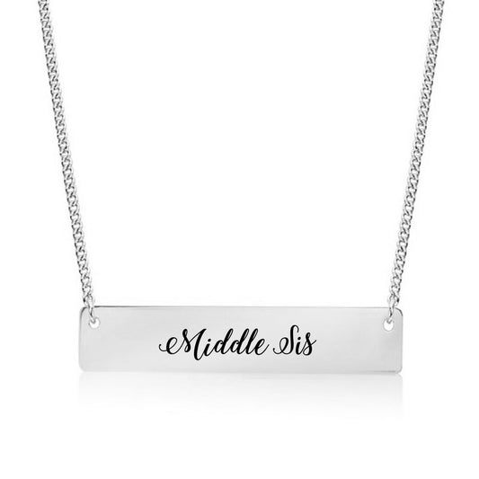 Silver MIddle SIs - Script Bar Necklace