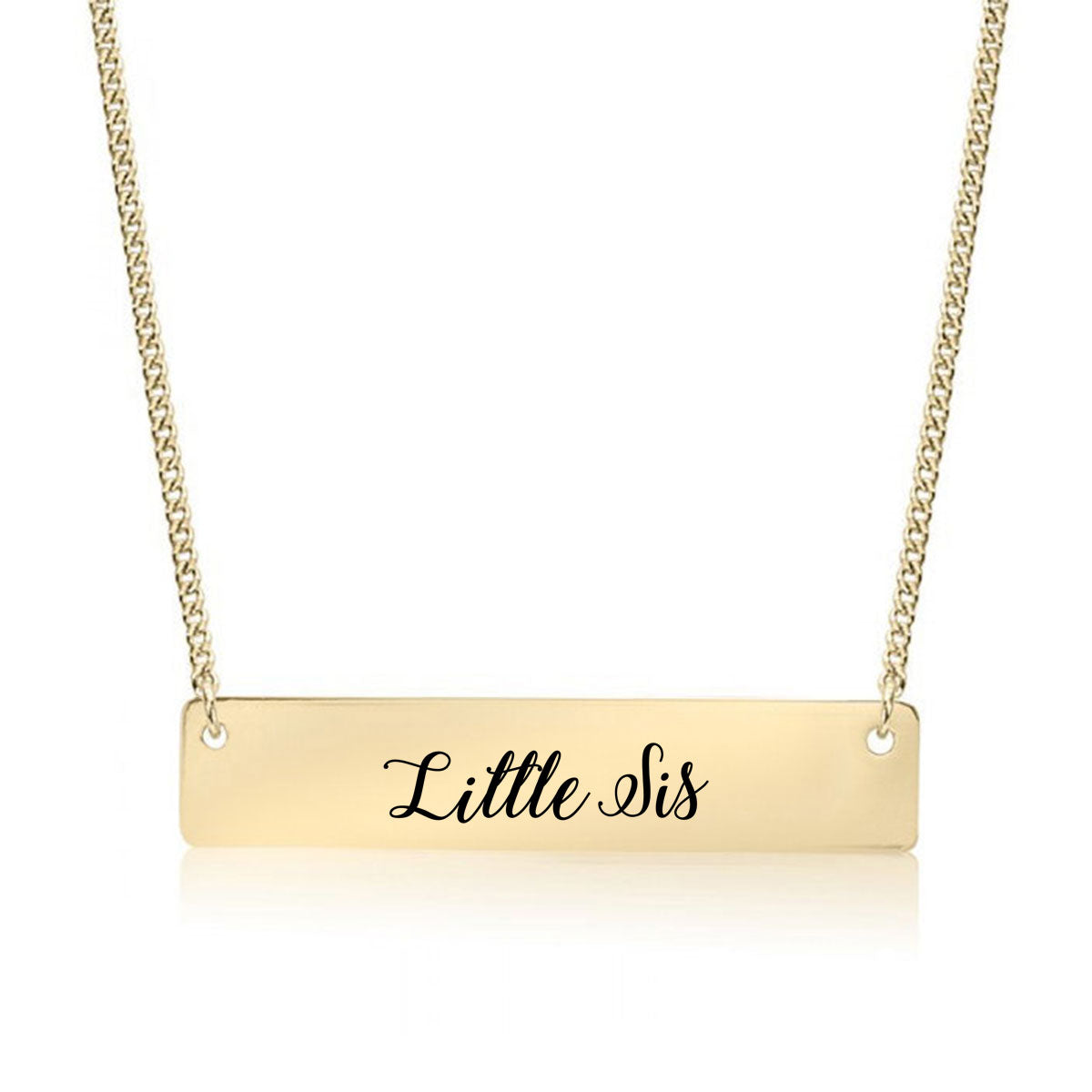 Gold Little Sis - Script Bar Necklace