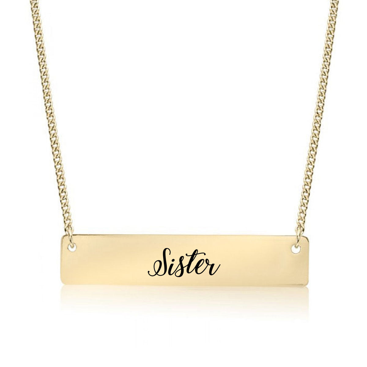 Gold Sister - Script Bar Necklace
