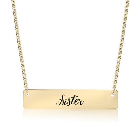 Gold Sister - Script Bar Necklace