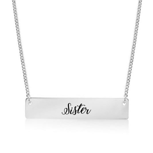 Silver Sister - Script Bar Necklace
