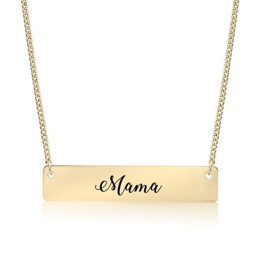 Gold Mama - Script Bar Necklace