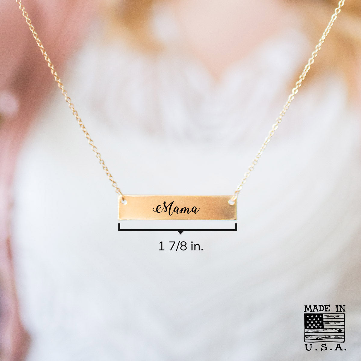 Gold Mama - Script Bar Necklace