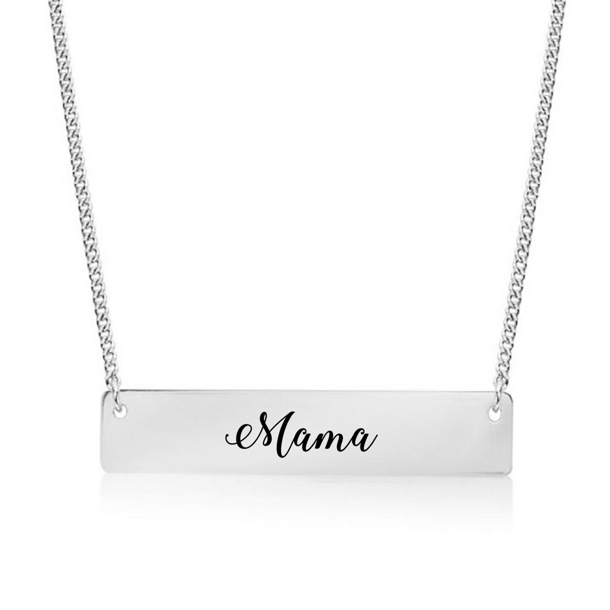 Silver Mama - Script Bar Necklace