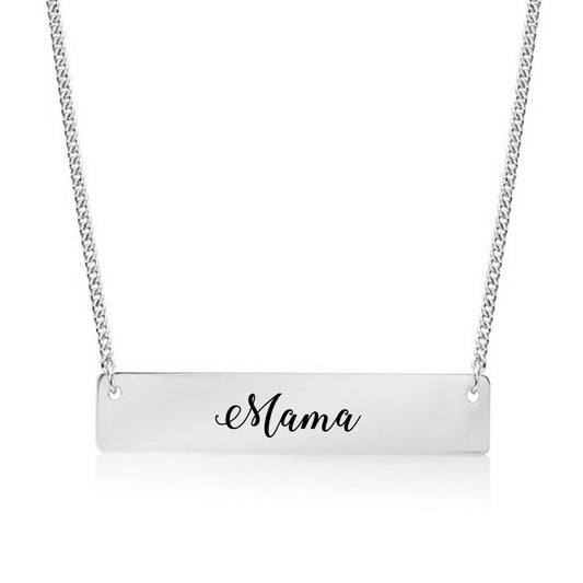 Silver Mama - Script Bar Necklace