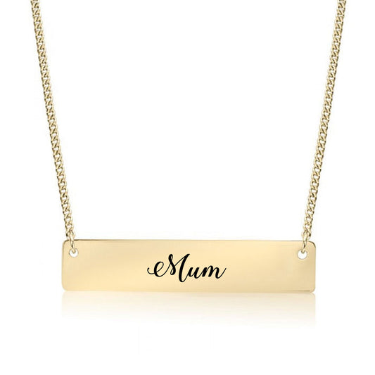Gold Mum - Script Bar Necklace
