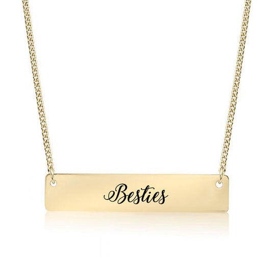 Gold Besties - Script Bar Necklace