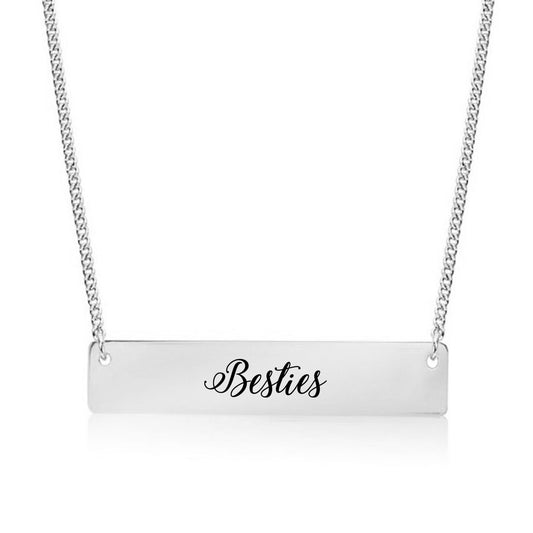 Silver Besties - Script Bar Necklace