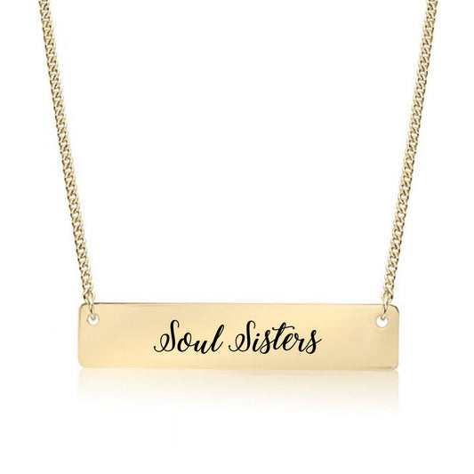 Gold Soul SIsters - Script Bar Necklace