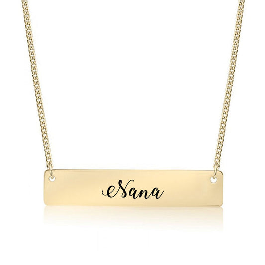 Gold Nana - Script Bar Necklace