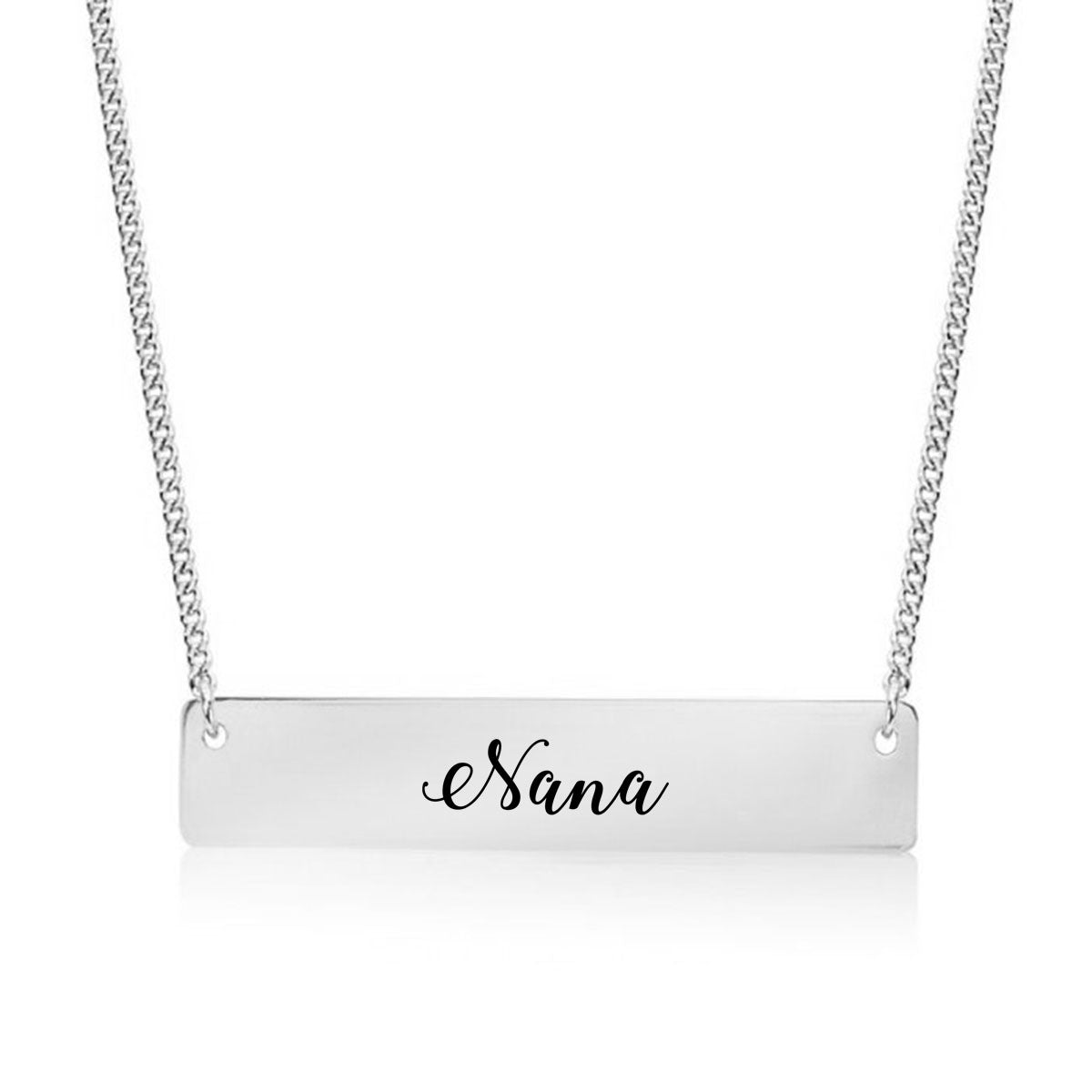 Silver Nana - Script Bar Necklace