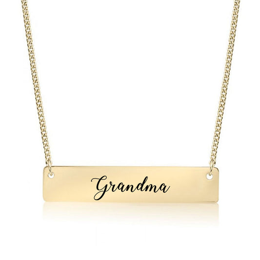 Gold Grandma - Script Bar Necklace