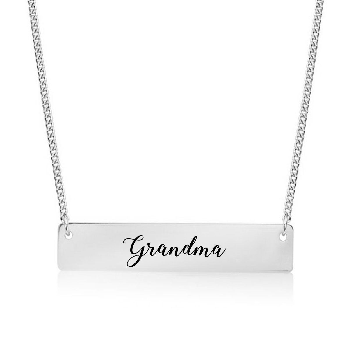 Silver Grandma - Script Bar Necklace
