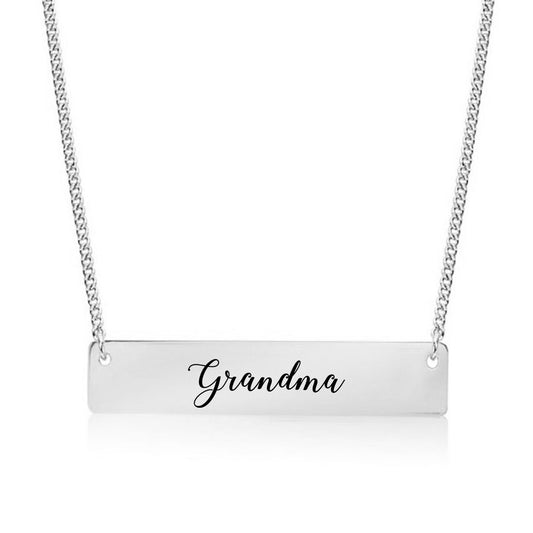Silver Grandma - Script Bar Necklace