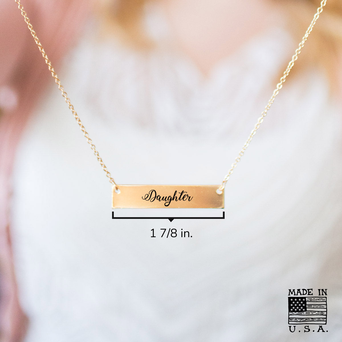 Gold Daughter - Script Bar Necklace