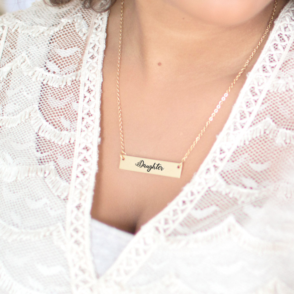Gold Daughter - Script Bar Necklace