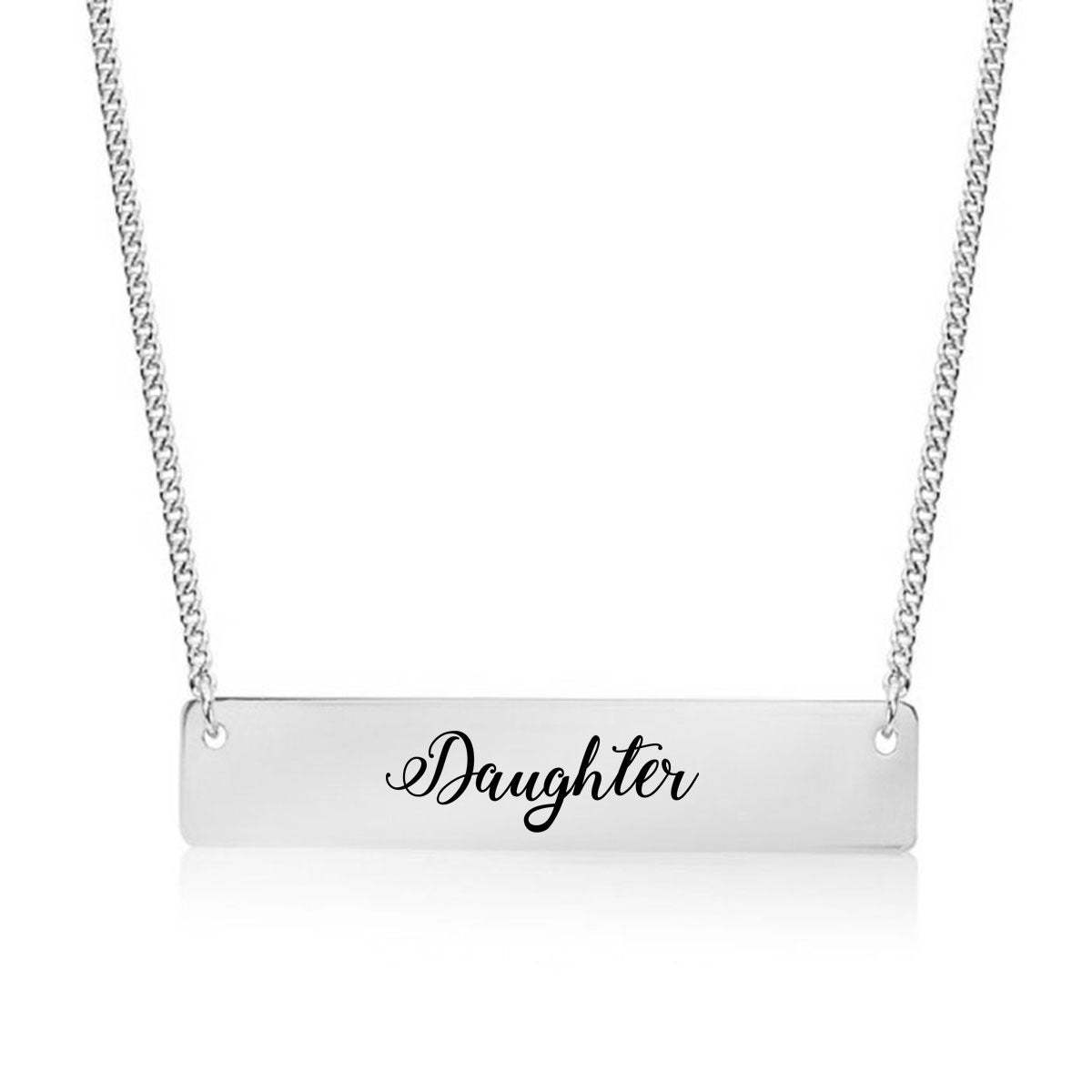 Silver Daughter - Script Bar Necklace