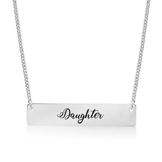 Silver Daughter - Script Bar Necklace